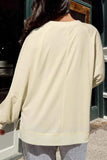 Side Slit Notched Long Sleeve Top