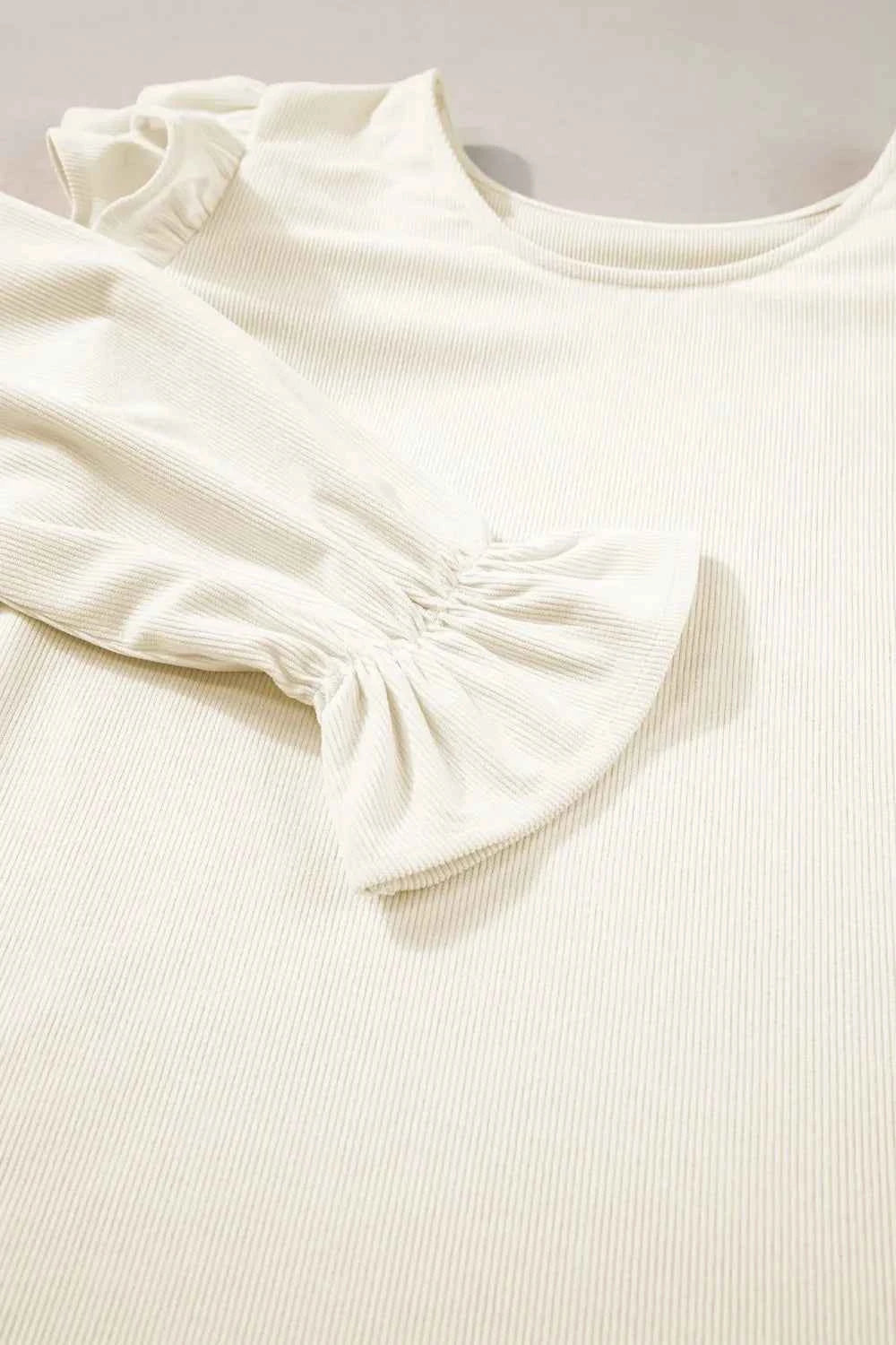 Ruffled Round Neck Flounce Sleeve Top
