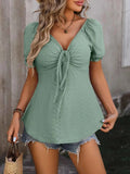 Mandy Ruched V-Neck Flounce Sleeve Blouse