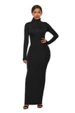 Mock Neck Long Sleeve Maxi Slim Dress