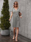 Ivy Lane Tied Notched Short Sleeve Dress