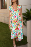 Ruffled Printed Sleeveless Dress