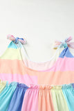 Striped Tie Shoulder Frill Trim Tank