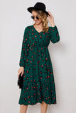 Printed Surplice Neck Long Sleeve Dress