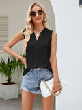 Eyelet Lace Detail V-Neck Tank