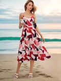 Perfee Pleated Geometric Spaghetti Strap Dress
