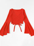 Tied Flare Sleeve Top