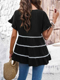 Devine Round Neck Flounce Sleeve Blouse