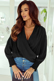 Surplice Neck Lantern Sleeve Blouse