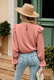 Ruffled Round Neck Long Sleeve Top