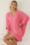 V-Neck Batwing Sleeve Mini Dress