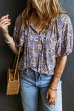 Printed Tie Neck Half Sleeve Blouse