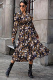 Perfee Floral Flounce Sleeve Tiered Dress