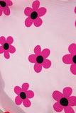 Ruffled Flower Printed Round Neck Cap Sleeve Blouse