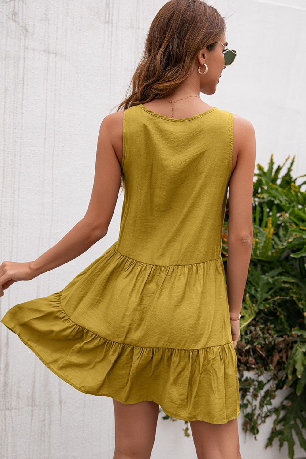 Ivy Lane Tassel Tie Lace Trim Sleeveless Dress