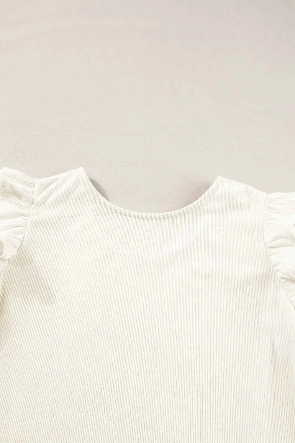 Ruffled Round Neck Flounce Sleeve Top
