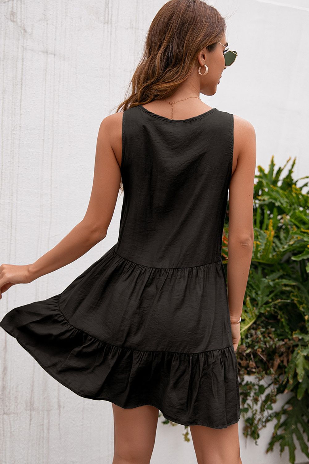 Ivy Lane Tassel Tie Lace Trim Sleeveless Dress