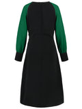 Ruched Contrast Long Sleeve Midi Dress