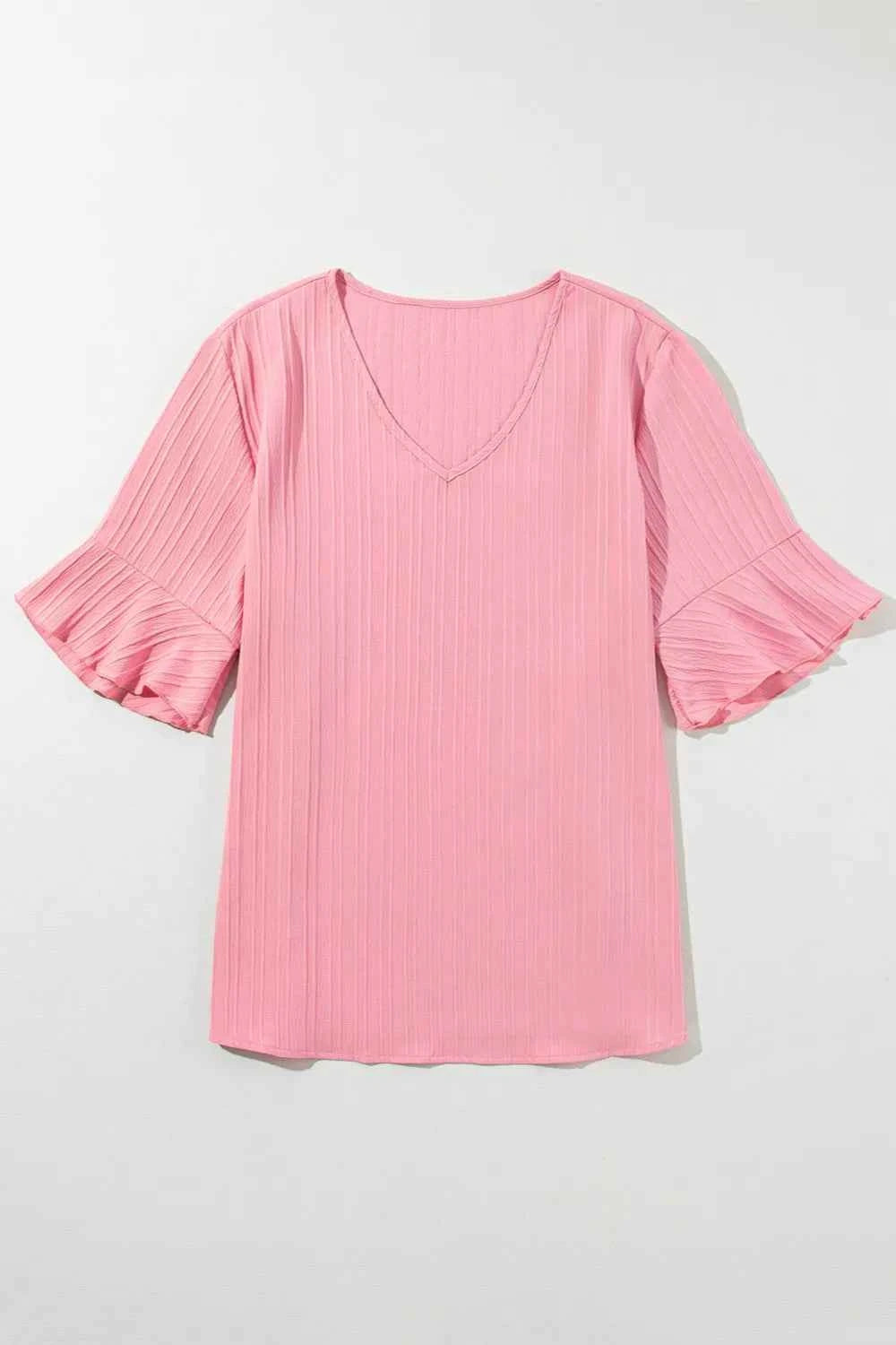 Plus Size V-Neck Half Sleeve Blouse