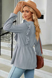 Ruffled Round Neck Balloon Sleeve Blouse