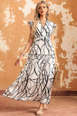 Ruffled Printed Surplice Cap Sleeve Dress