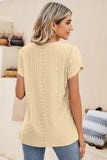 Eyelet Petal Sleeve V-Neck Knit Top