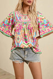 Printed Round Neck Half Sleeve Blouse