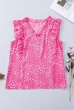 Printed V-Neck Butterfly Sleeve Tank