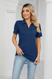 Curved Hem Johnny Collar Polo Shirt