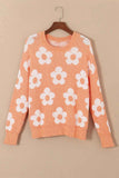 Flower Round Neck Dropped Shoulder Sweater