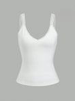 Lace Detail V-Neck Wide Strap Tank