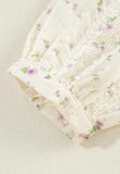 Frill Lace Detail Printed Tie Neck Long Sleeve Blouse