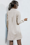 Perfee Lace Up Collar Shirt Dress