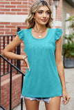 Ruffled Ruched Round Neck Tank