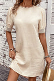 Lace Detail Round Neck Short Sleeve Mini Dress