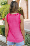 Frilled Trim V-Neck Textured Tank