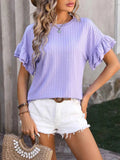 Mandy Ruffled Round Neck Short Sleeve Blouse