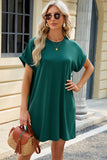 Round Neck Rolled Short Sleeve Tee Dress
