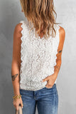 Scalloped V-Neck Lace Tank