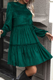Perfee Smocked Balloon Sleeve Frill Trim Tiered Dress