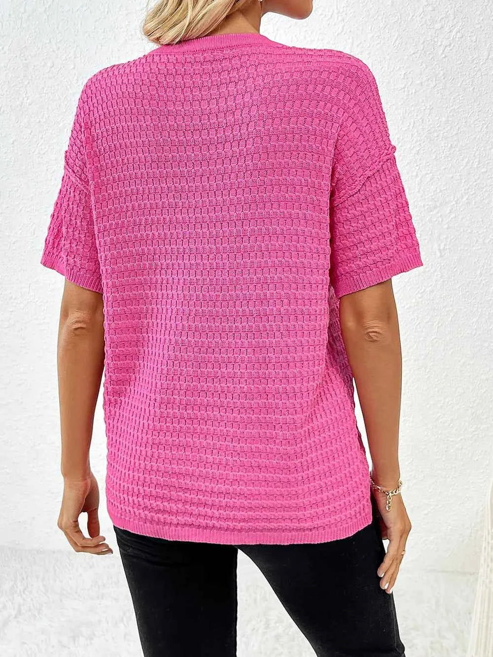 Round Neck Half Sleeve Knit Top